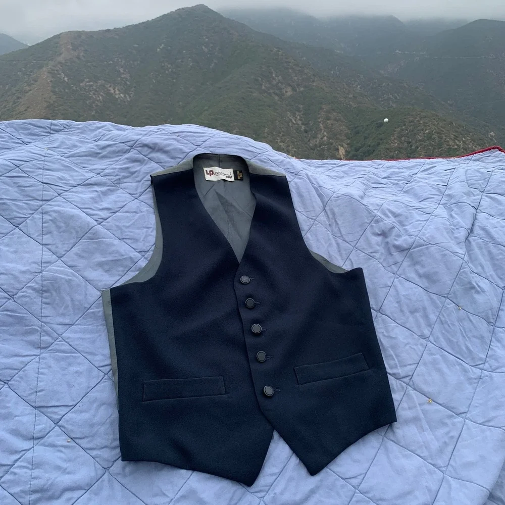 Vintage 70's Levi's Panatela Sportswear wool blend vest in navy grey - medium